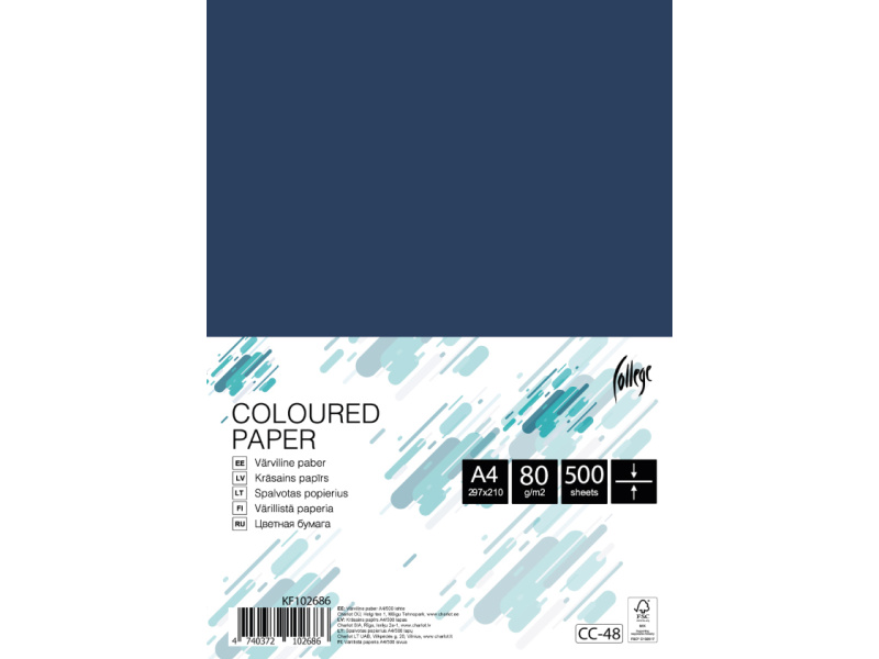 Koopiapaber College A4/80g/500L, tumesinine CC48