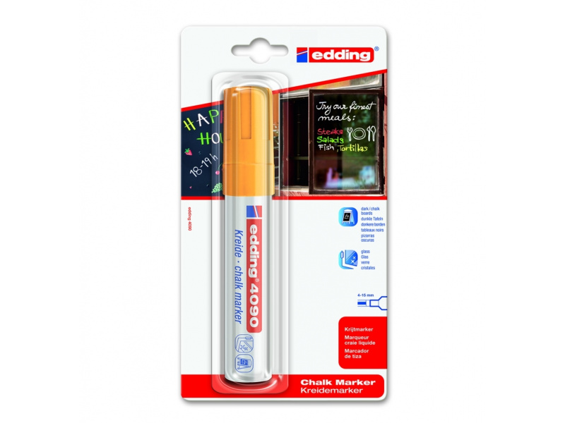 Kriidimarker Edding 4090 neon oranž lõigatud otsaga 4-15mm