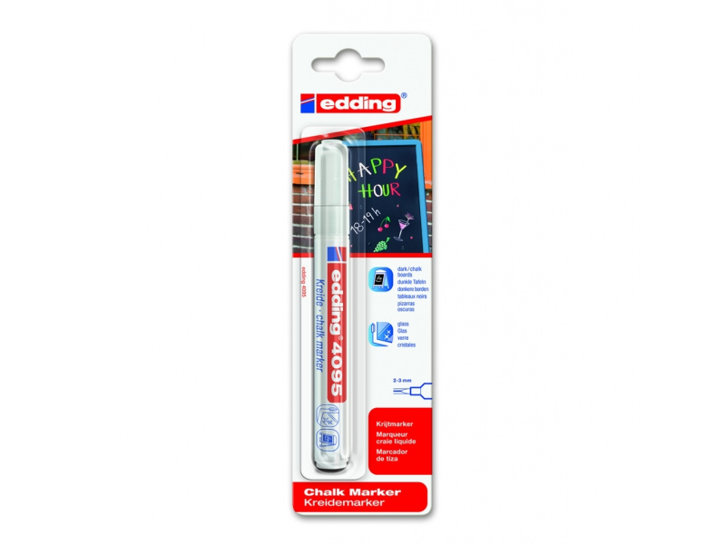 Kriidimarker Edding 4095 valge ümara otsaga 2-3mm