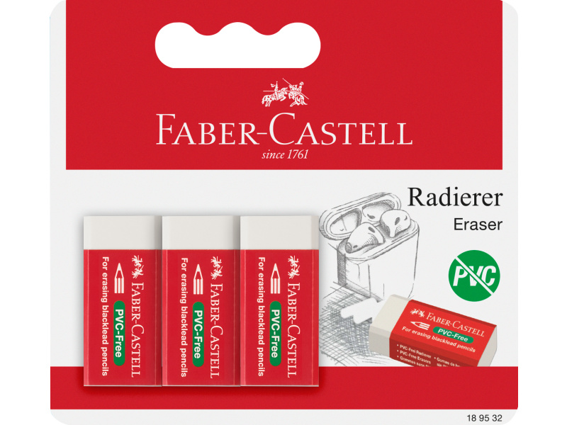 Kustukumm Faber-Castell 189530, valge 3tk/pk