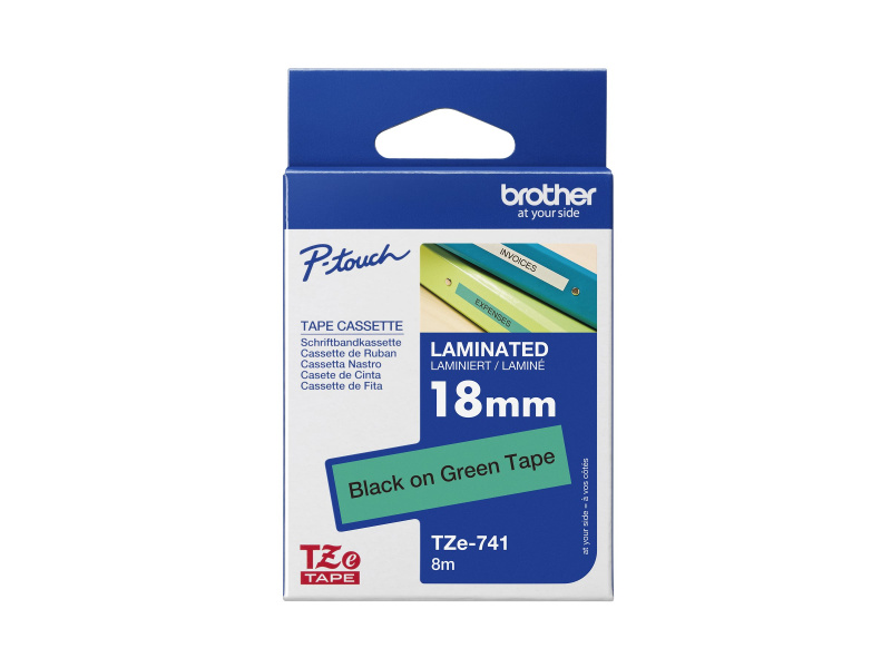 Lamineeritud lint Brother "TZe-741", Black on Green, Kõrge vastupidavus - Pilt 3