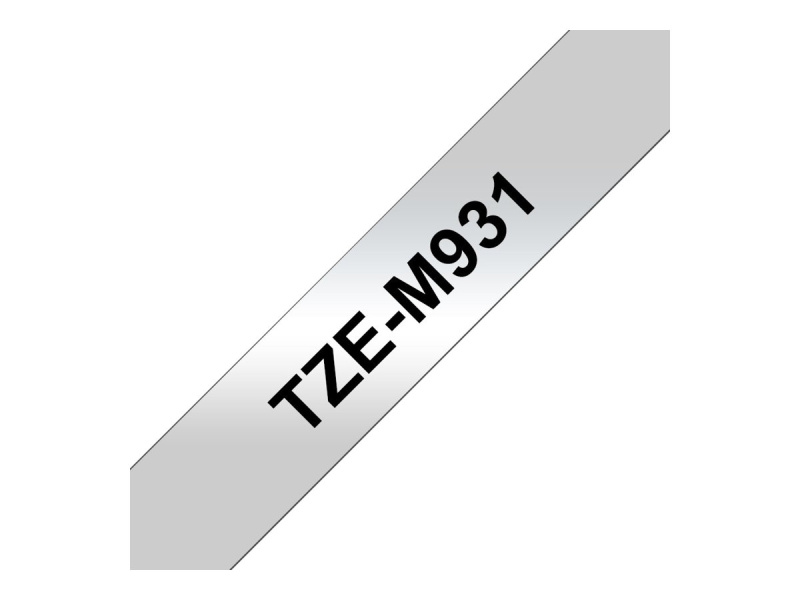 Lamineeritud lint Brother TZe-M931, must matt hõbedal, 12mm x 8m - Pilt 2