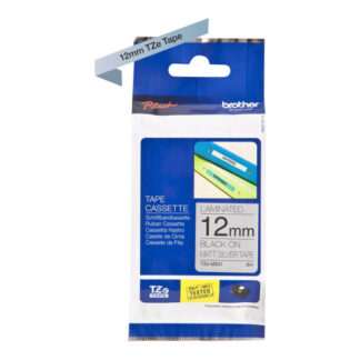 Lamineeritud lint Brother TZe-M931, must matt hõbedal, 12mm x 8m