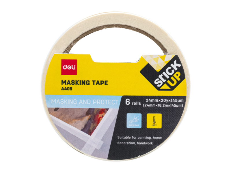 Maalriteip DELI 24mm x 18,2m 145mic valge