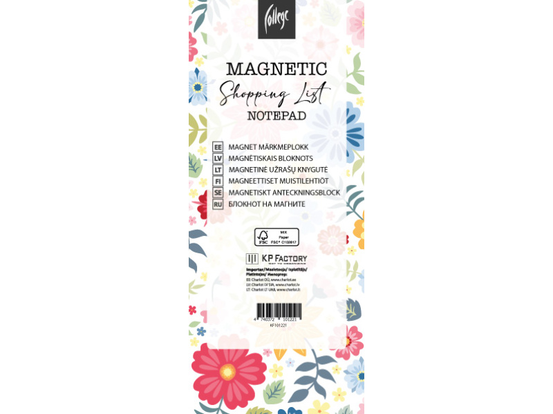 Magnet märkmeplokk College Shopping List, 89x210mm 50 lehte
