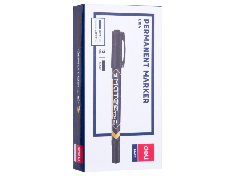 Marker DELI U104 kahe otsaga, must - Pilt 3