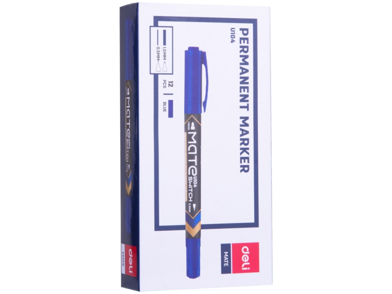Marker DELI U104 kahe otsaga, sinine - Pilt 3