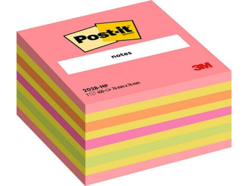 Märkmekuup 3M Post-it 76x76 Lollipop 450L, neoonroosa