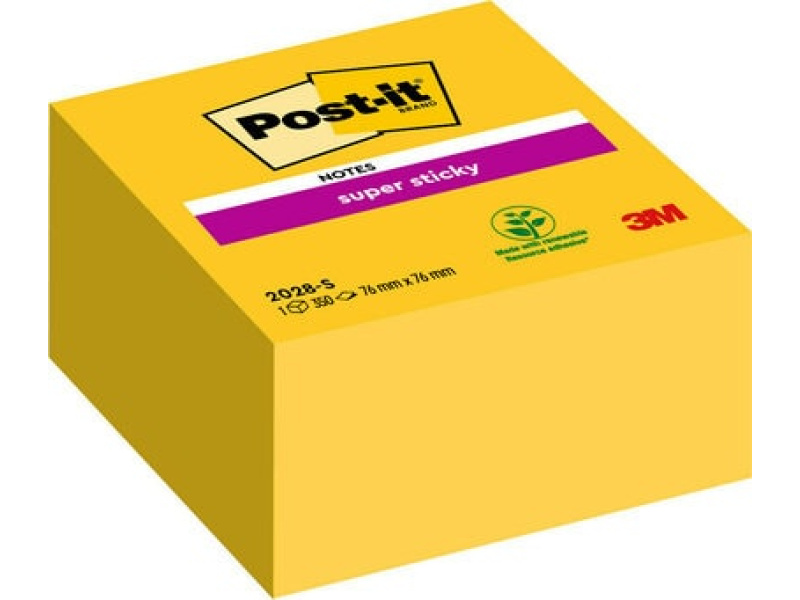 Märkmekuup 3M Post-it® Super Sticky Cube 76mmx76mm 350L kollane