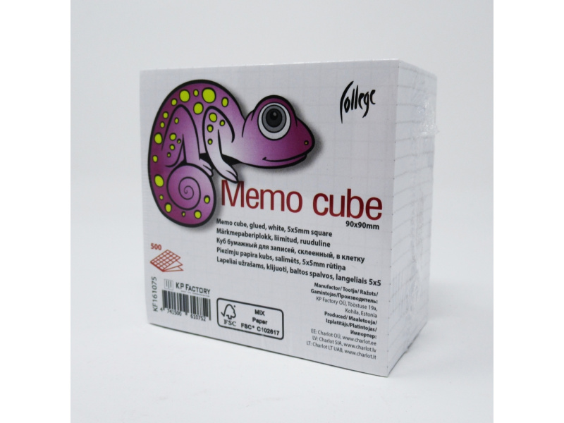 Märkmekuup College 9x9cm 500L liimkinnitus, 5x5 ruut