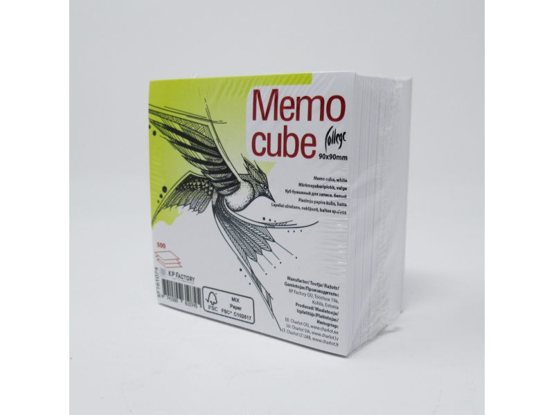 *Märkmekuup KPF College 90x90x500l, valge, lahtised lehed