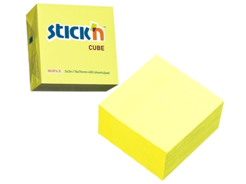 Märkmekuup StickN 21010 76x76mm neoon kollane 400L