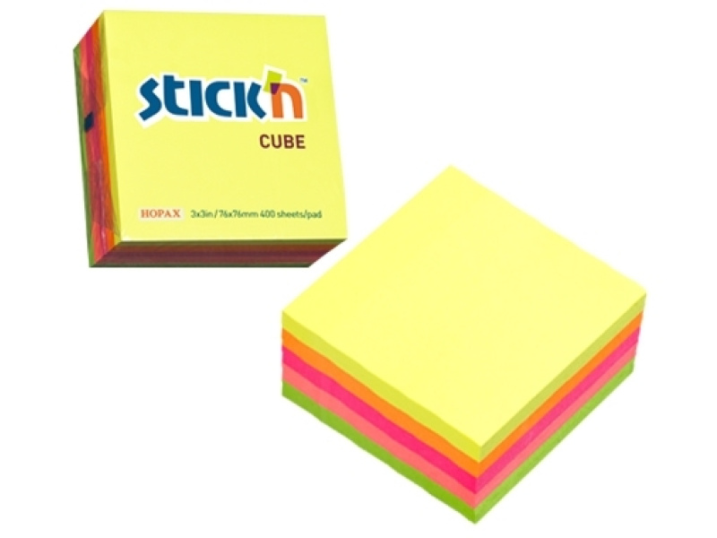Märkmekuup StickN 21012 76x76mm 400L vikerkaar