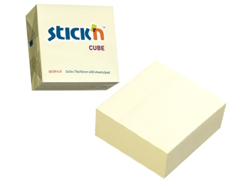 Märkmekuup StickN 21072 76x76mm 400L pastell kollane
