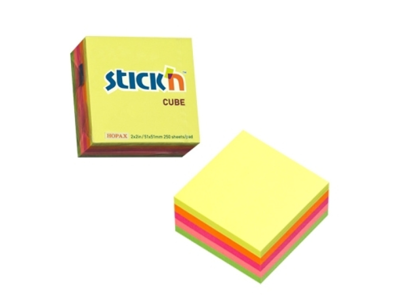 Märkmekuup StickN 21203 51x51mm 250L vikerkaar minikuup