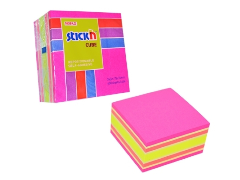 Märkmekuup StickN 21536 76x76mm neoon 400L roosad toonid