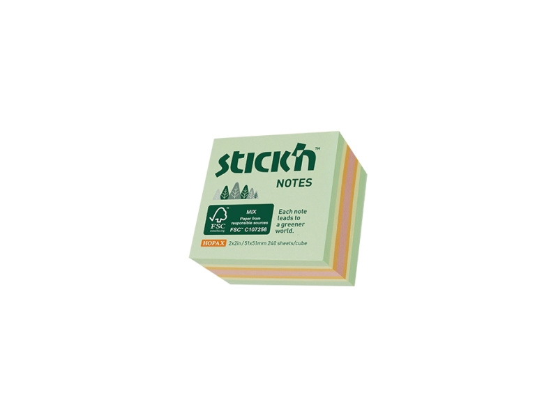 Märkmekuup StickN 21889 FSC 51x51mm 240L pastell assortii