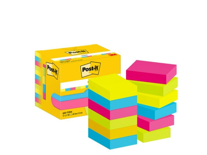 Märkmepaber 3M Post-it® Energetic 38mmx51mm 100lehte 12tk pakis