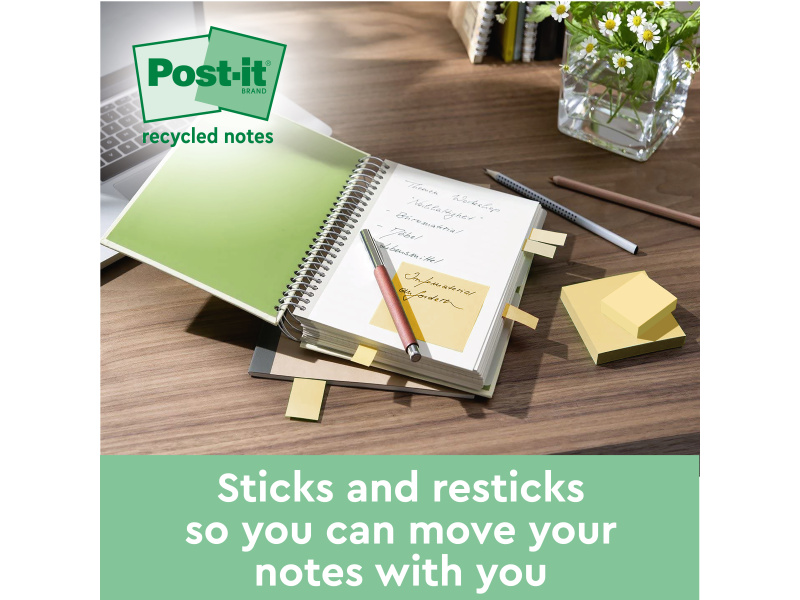 Märkmepaber 3M Post-it Recycled 76x76mm 6tk/pk (öko) pastell - Pilt 5