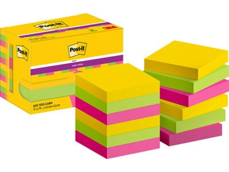 Märkmepaber 3M Post-it® Super Sticky 47.6mmx47.6mm 12tk/pk 90L Carnival