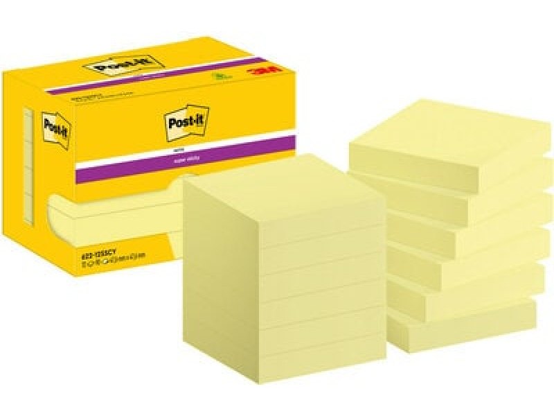 Märkmepaber 3M Post-it® Super Sticky 47.6mmx47.6mm 12tk/pk 90L kollane