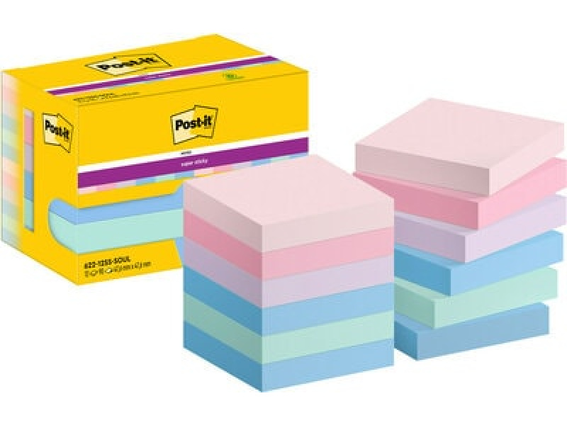 Märkmepaber 3M Post-it® Super Sticky 47.6mmx47.6mm 12tk/pk 90L Soulful