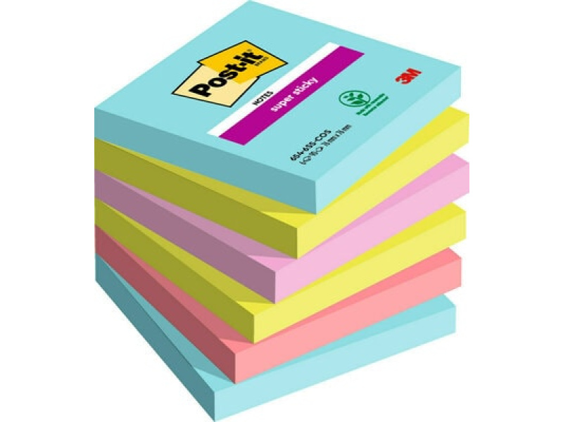 Märkmepaber 3M Post-it® Super Sticky 76mmx76mm 6tk/pk 90L Cosmic