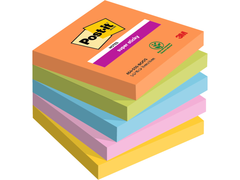 Märkmepaber 3M Post-it® Super Sticky Boost 76mmx76mm 5tk/pk 90L
