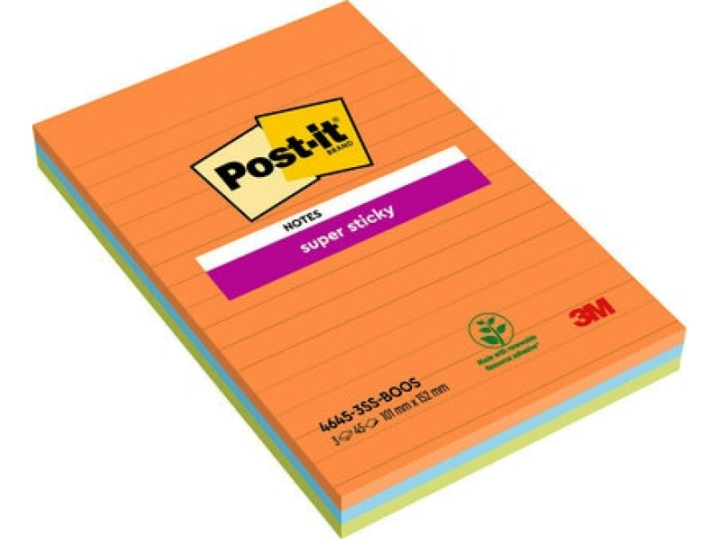 Märkmepaber 3M Post-it® Super Sticky Large 101mmx152mm 3tk/pk 45L jooneline