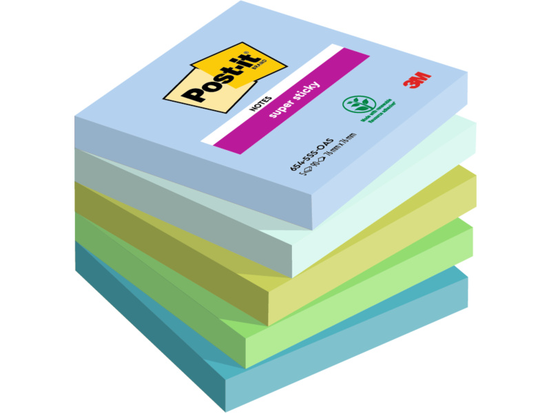 Märkmepaber 3M Post-it® Super Sticky Oasis 76mmx76mm 5tk/pk 90L