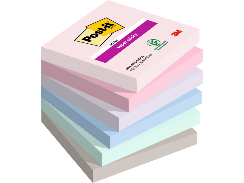 Märkmepaber 3M Post-it® Super Sticky Soulful 76mmx76mm 6tk/pk 90L