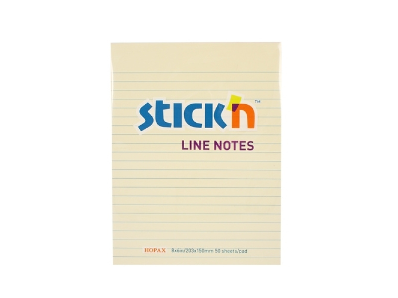 Märkmepaber StickN 21038 203x150mm 50L pastell kollane jooneline