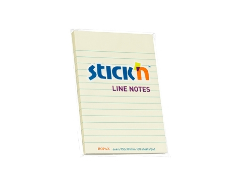 Märkmepaber StickN 21056 101x150mm 100L pastell kollane jooneline