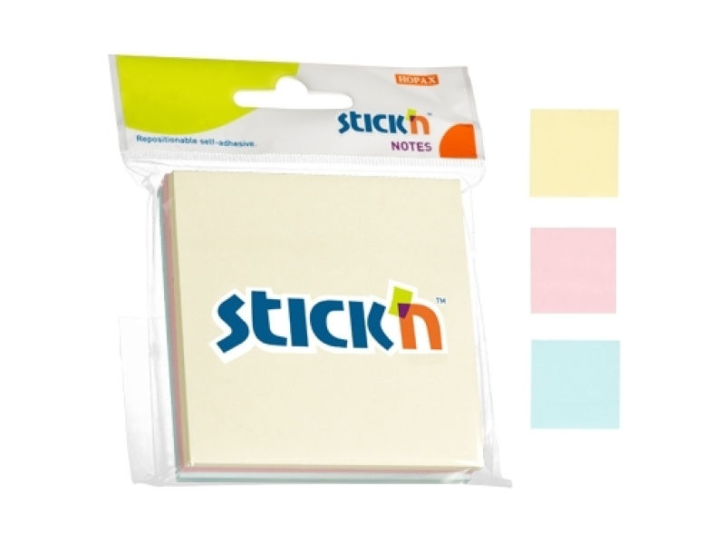 Märkmepaber StickN 21092 76x76mm 3x50L pastell assortii blistris
