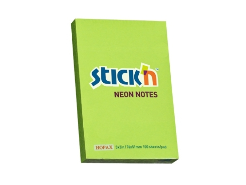 Märkmepaber StickN 21163 51x76mm 100L neoon lime