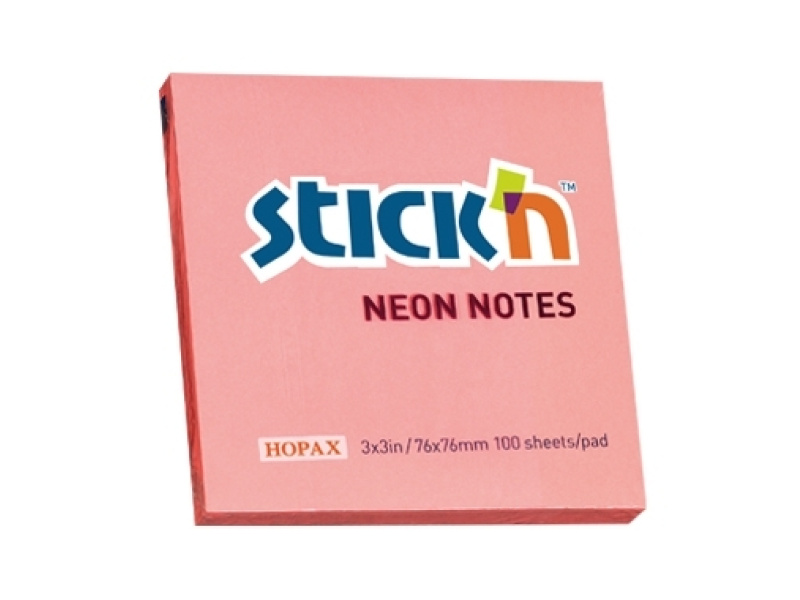 Märkmepaber StickN 21166 76x76mm 100L neoon heleroosa