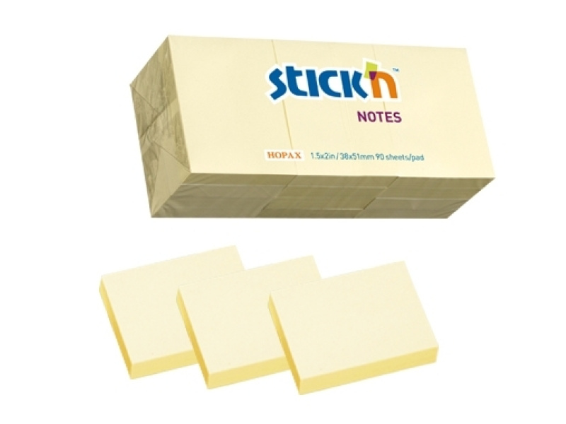 Märkmepaber StickN 21530 38x51mm 12x100L kollane 12tk/pk