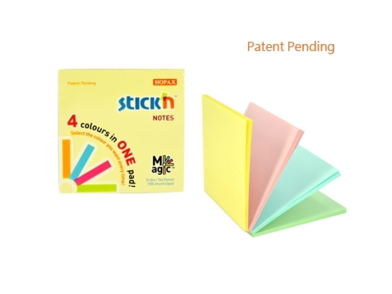 Märkmepaber StickN 21574 Magic pads 76x76mm 4x25L pastell assortii