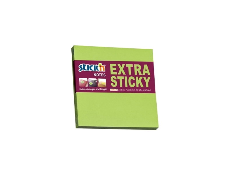 Märkmepaber StickN 21602 Extra sticky 76x76mm 90L roheline