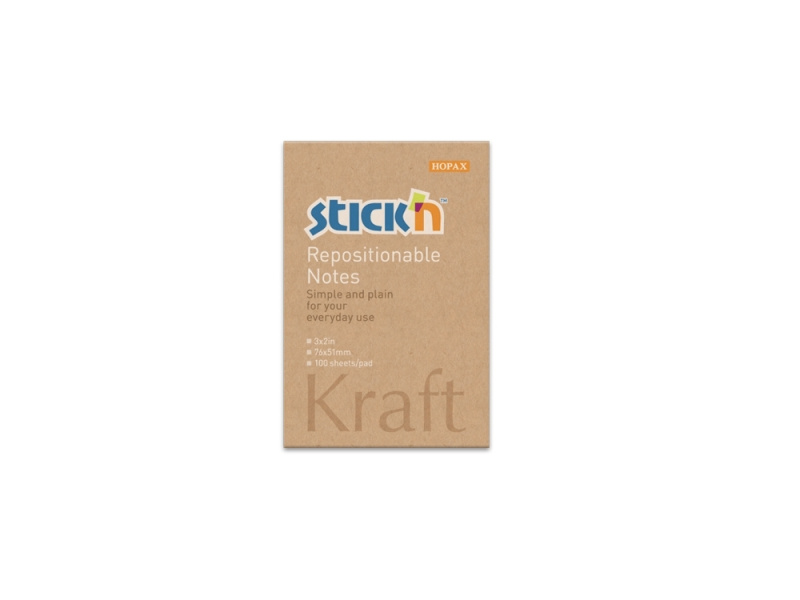 Märkmepaber StickN 21638 51x76mm 100L kraft