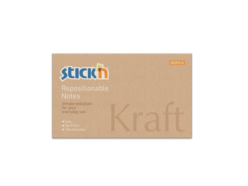 Märkmepaber StickN 21640 76x127mm 100L kraft