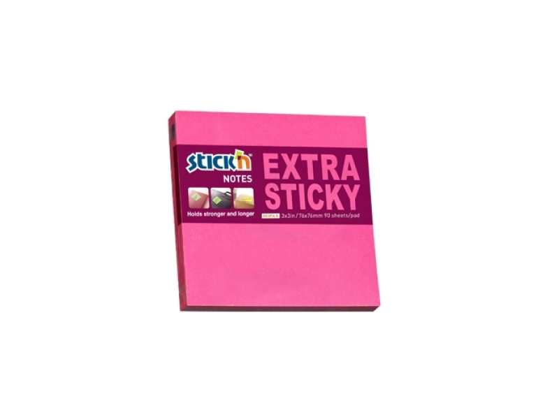 Märkmepaber StickN 21671 Extra sticky 76x76mm 90L neoonmagenta