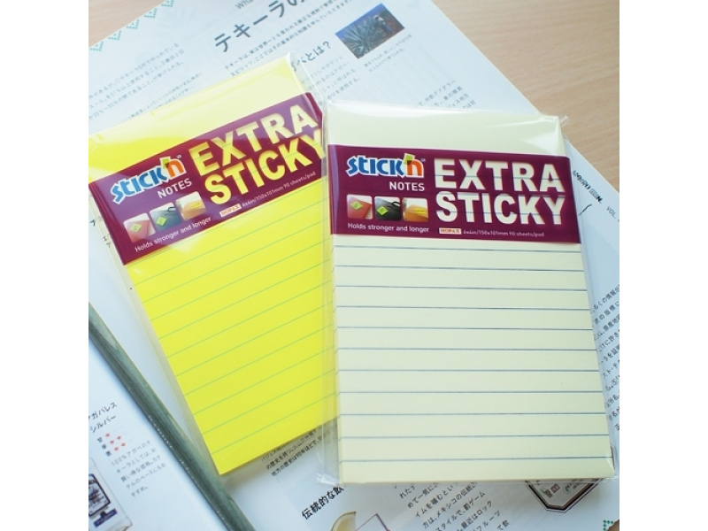 Märkmepaber StickN 21678 extra sticky 150x101mm jooneline 90L neoonkollane - Pilt 3