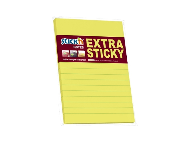 Märkmepaber StickN 21678 extra sticky 150x101mm jooneline 90L neoonkollane
