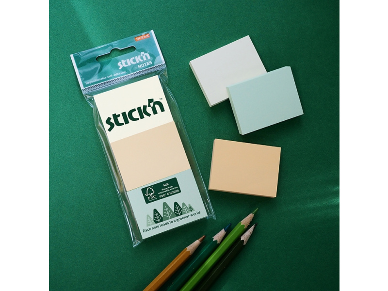 Märkmepaber StickN 21885 FSC 38x51mm 3x100L pastell assortii - Pilt 2
