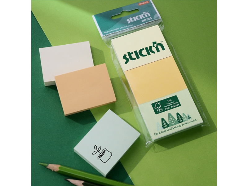 Märkmepaber StickN 21885 FSC 38x51mm 3x100L pastell assortii - Pilt 4