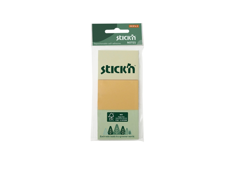 Märkmepaber StickN 21885 FSC 38x51mm 3x100L pastell assortii