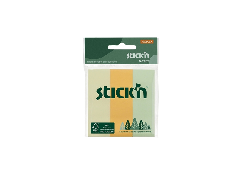 Märkmepaber StickN 21886 FSC 76x25mm 3x50L pastell assortii