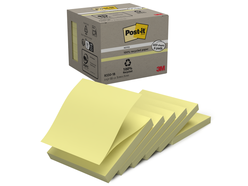 Märkmepaber-Z 3M Post-it Recycled 76x76mm 6tk/pk (öko) pastell