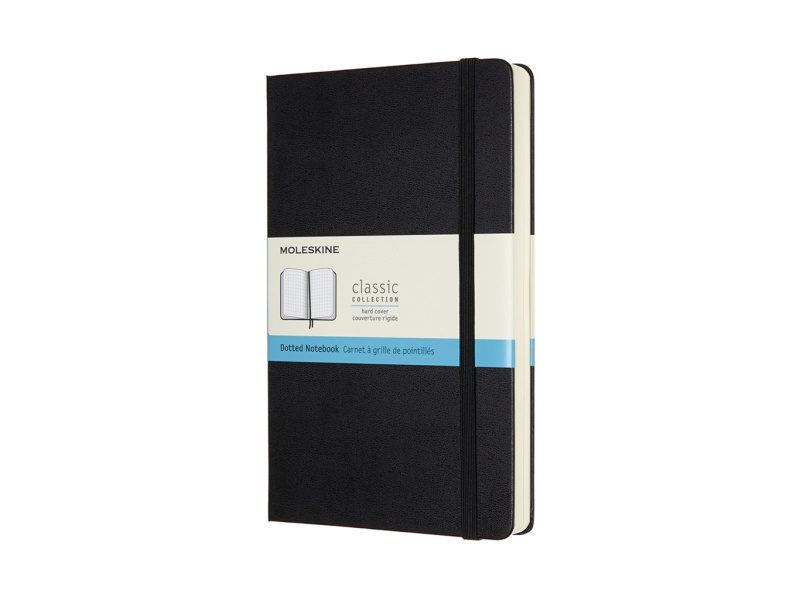 Märkmik Moleskine 13x21cm, täpiline, kõvad kaaned, must